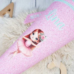 Best Schultüte Stoff + Tüll Ballerina Glitzer Rosa Mint 70cm 85cm   *personalisierbar und mit Kisseninlet Kinder Schultüten