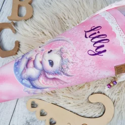 Best Schultüte Stoff + Tüll Monddrache Glitzer Regenbogen bunt   70cm 85cm   *personalisierbar und mit Kisseninlet Kinder Schultüten