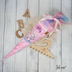 Best Schultüte Stoff + Tüll Monddrache Glitzer Regenbogen bunt   70cm 85cm   *personalisierbar und mit Kisseninlet Kinder Schultüten