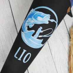 Schultüten|Nähwerkstatt by Juli-Anne Schultüte Stoff Angel Angler Fisch Blau Schwarz 70cm 85cm   *personalisierbar und mit Kisseninlet