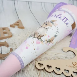 Schultüten|Nähwerkstatt by Juli-Anne Schultüte Stoff Blumen Hase Herzen Rosa Flieder 70cm 85cm   *personalisierbar und mit Kisseninlet