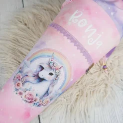 Discount Schultüte Stoff Einhorn & Regenbogen Rosa - Flieder *personalisierbar und mit Kisseninlet Kinder Schultüten