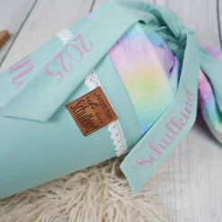 Schultüte Stoff Einhorn Regenbogen Mint Bunt 70cm 85cm   *personalisierbar und mit Kisseninlet Kinder Schultüten