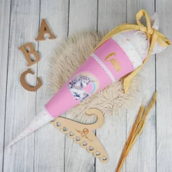 Sale Schultüte Stoff Einhorn Rosa Gold 70cm 85cm   *personalisierbar und mit Kisseninlet Kinder Schultüten