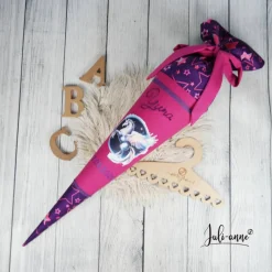 Schultüte Stoff Pegasus Lila Pink Step by Step Pegasus Night Nuala elb 70cm 85cm   *personalisierbar und mit Kisseninlet Kinder Schultüten