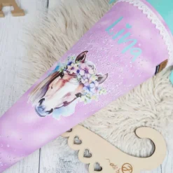Schultüten|Nähwerkstatt by Juli-Anne Schultüte Stoff Pferd Türkis Lila  mit Tüll 70cm 85cm   *personalisierbar und mit Kisseninlet