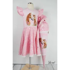 Schultüten|Nähwerkstatt by Juli-Anne Schultüte Stoff Pferde Rosa Glitzer 70cm   *personalisierbar und mit Kisseninlet