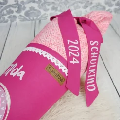 Schultüte Stoff Regenbogen Beere Pink 70cm 85cm   *personalisierbar und mit Kisseninlet Kinder Schultüten