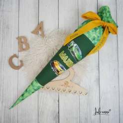 Schultüte Stoff Rennauto Lamborghini Grün Gelb 70cm 85cm   *personalisierbar und mit Kisseninlet Kinder Schultüten