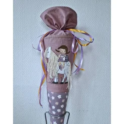 Best Schultüte Zuckertüte aus Leinen personalisierbar – kurzfristig lieferbar, 70 cm, Stickerei Kinder Schultüten