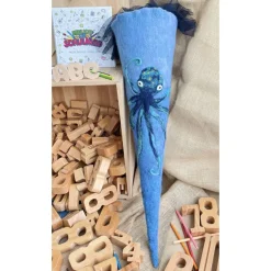 Schultüten|Tanja Baumann LisTaS Schultüte Zuckertüte Einschulung Octopus Wollfilz gefilzte Schultüte