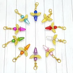 Schutzengel Ballerina goldfarben/rot – Glücksbringer Anhänger mit Karabiner Geschenke