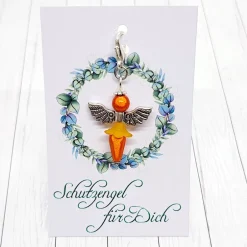 Schutzengel Ballerina silberfarben orange – Glücksbringer Anhänger mit Schmuckkärtchen Geschenke