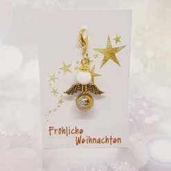 Clearance Schutzengel Glasperlen gold Schneeflocke – Geschenkidee mit Schmuckkarte & Karabiner Geschenke