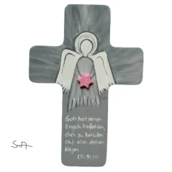 Sale Schutzengel Kreuz für Mädchen Taufkreuz, Kinderkreuz Geschenk zur Taufe / Geburt Geschenke
