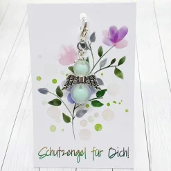 Clearance Schutzengel silberfarben / hellgrün – Glücksbringer Anhänger mit Acrylperlen, ca. 2,5cm Geschenke