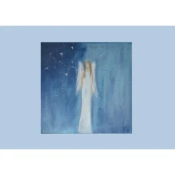Geschenke|Gista Shop Schutzengelbild 40x40 handgemalt – Modernes Engelbild als Geschenk auf Leinwand