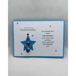 Clearance Schutzengelkarte in blau, Karte mit abnehmbaren Schutzengel + Spruch Glückwunschkarten