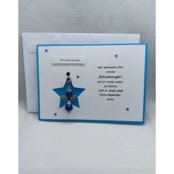 Clearance Schutzengelkarte in blau, Karte mit abnehmbaren Schutzengel + Spruch Glückwunschkarten