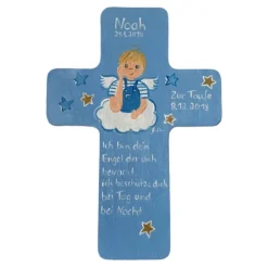 Outlet Schutzengelkreuz für Jungs Taufkreuz, Kinderkreuz Geschenk zur Taufe / Geburt Geschenke