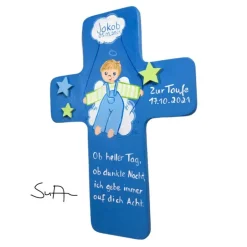 Best Schutzengelkreuz für Jungs Taufkreuz, Kinderkreuz Geschenk zur Taufe / Geburt Geschenke