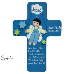 Best Schutzengelkreuz für Jungs Taufkreuz, Kinderkreuz Geschenk zur Taufe / Geburt Geschenke