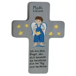 Schutzengelkreuz für Jungs Taufkreuz, Kinderkreuz Geschenk zur Taufe / Geburt Geschenke