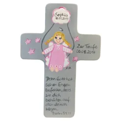 Outlet Schutzengelkreuz für Mädchen Taufkreuz, Kinderkreuz Geschenk zur Taufe / Geburt Geschenke