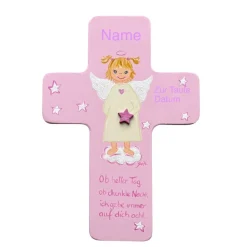 Outlet Schutzengelkreuz Mädchen – Personalisiertes Taufkreuz aus Holz als Geschenk zur Taufe & Geburt Geschenke