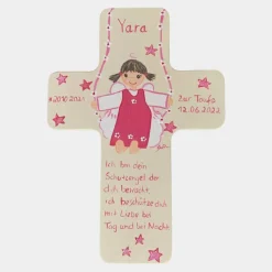 Best Schutzengelkreuz Mädchen Taufkreuz, Kinderkreuz Geschenk zur Taufe / Geburt Geschenke