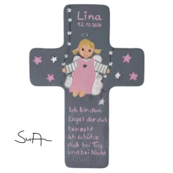 Outlet Schutzengelkreuz  Mädchen Taufkreuz, Kinderkreuz Geschenk zur Taufe / Geburt Geschenke