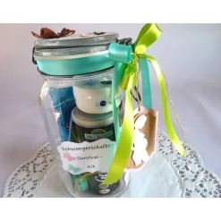 Outlet Schwangerschaft / Schwangerschafts-Survival-Kit / Befülltes Glas mit Bügelverschluss für die Schwangere Geschenke