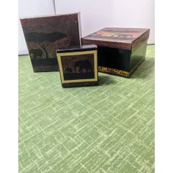 Online Schwarzes Geschenkschachtel - Set 3teilig, mit afrikanischen Serviettenmotiven Geschenkverpackungen