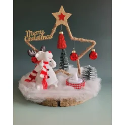 Online Süßer Elch mit Stern,Weihnachtsdeko mit Timer,Advent,Geschenk,Sofortkauf,UNIKAT Kerzen & Beleuchtung