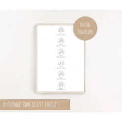 Servietten|wasgluecklichmacht Servietten Banderole | Taufe Regenbogen mint | Getränkebanderole | neutrale Taufdeko oder Gastgeschenk | PDF Download