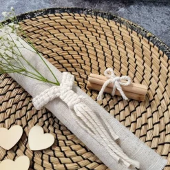 Tischdekoration|handgemachtesGlück Serviettenringe (4rer Set), Makramee, für Hochzeiten und andere Feierlichkeiten
