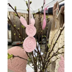 Sale Set 3 Osterhasen gehäkelt Anhänger Frühlings Deko Osterdeko Hase minimalistisch gelb rosa flieder Osterdeko