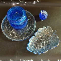 Outlet Set aus Schale  Eule und Dose mit Schraubdeckel auf einem runden Tablett Geschenke