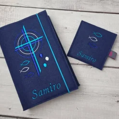 Discount Set Gotteslobhülle Kreuz mit Kreise und Rosenkranztasche Gotteslobhülle