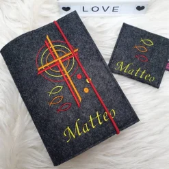 Discount Set Gotteslobhülle Kreuz mit Kreise und Rosenkranztasche Gotteslobhülle