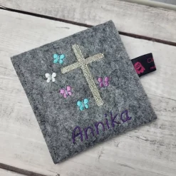 Sale Set Gotteslobhülle Schmetterlinge mit Rosenkranztasche Lilatöne Gotteslobhülle
