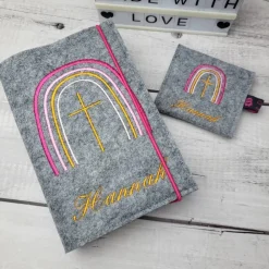 New Set Gotteslobhülle/Gotteslobeinband Regenbogen mit Rosenkranztäschchen Gotteslobhülle