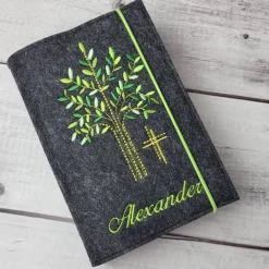 Clearance Set Gotteslobhülle,Gotteslobeinband Lebensbaum mit Rosenkranztasche grüntöne, Kommuinon Gotteslobhülle