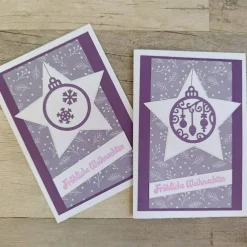Discount Set von zwei Weihnachtskarten in lila Weihnachtskarten