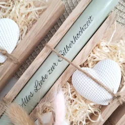 Discount Silberhochzeit Silberhochzeitsgeschenk Dekoherz Kerzenhalter rund Kerze Kerzenset Stabkerze Kerze mit Kerzenbox Holzbox Hochzeitsgeschenke