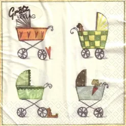 Silke Leffler * Servietten Kinderwagen, 20 Lunchservietten zur Geburt, Grätz Verlag Dekoration