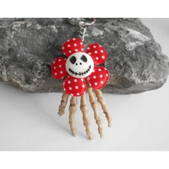 New Skull Totenkopf Skelett Hand, Schlüsselanhänger rot  polka dots Schmuck