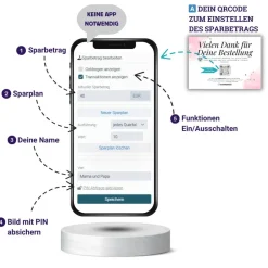 Hot Sparbuch als Anhänger | NFC & QrCode | Personalisiertes Geldgeschenk | Verschiedene Motive Geldgeschenke