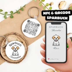 Hot Sparbuch als Anhänger | NFC & QrCode | Personalisiertes Geldgeschenk | Verschiedene Motive Geldgeschenke