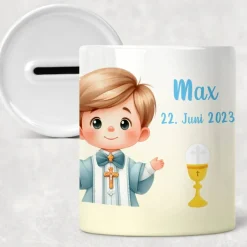 Geschenke|geschenke364 Spardose Geschenk zur Kommunion mit Name und Datum für Mädchen oder Junge